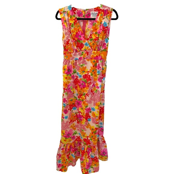 Vintage Retro Flower Power Sun Fashions of Hawaii Floral Maxi Dress Size 10 MINT - Picture 10 of 16